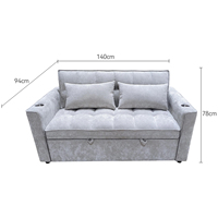 Fauteuil-lit carré moderne 2-en-1, extensible, en tissu, gain de place, pieds en acier inoxydable pour petits espaces