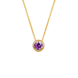 Collana in Acciaio Inossidabile con Pietra, Brillante Diamante, Piccola Pietra di Nascita Singola, Citrino, Ametista - Product Image 3