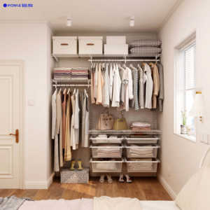 Armario Abierto Metálico en Oferta con Puertas de MDF, Armario de Pared de Acero, Armario Vestidor con Barra para Colgar <span class=keywords><strong>Ropa</strong></span> Cromada para Taller - Product Image 4