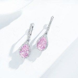 Pendientes de Plata de Ley S925 con Forma de Gota de Agua para Mujer, Estilo de Lujo Ligero, Halo en Color Amarillo/Rosa, Forma de Pera, 5ct - Product Image 4