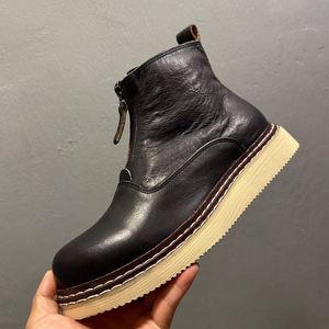 Bottes de moto pour hommes, nouvelles bottes en cuir élégantes pour la marche en ville, chaussures décontractées de style rétro, bottes à la cheville de haute qualité - Product Image 3