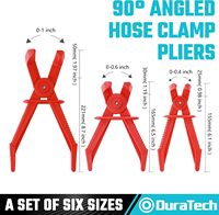 Jeu de 6 pinces à colliers de serrage - Droites et coudées à 90° |   Pince coupante pour flexibles, conduites de carburant, de gaz, de frein et de radiateur