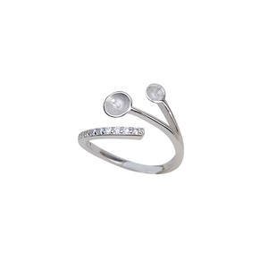 Accessoires pour bague ouverte à faire soi-même, argent S925, double perle, support semi-fini, incrustation, fournitures pour la fabrication de bijoux, 32 perles - Product Image 5