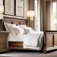 Meubles d'hôtel de style crème moderne nordique Ensemble de lit à plateforme queen size pour hôtel chez l'habitant