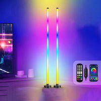 Lampe d'angle au sol RGB de 48 pouces avec télécommande, synchronisation musicale et lumière d'ambiance LED à intensité variable pour salon et salle de jeux