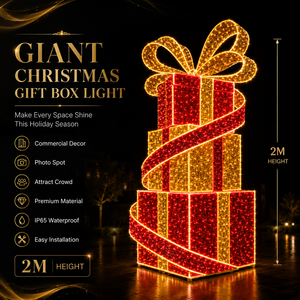 Boîte cadeau géante empilée de 2 m, idéale pour les fêtes, les halls d'hôtels, les centres commerciaux, les lieux photo, les célébrations, les décorations extérieures, motif lumineux LED, IP65, CE, RoHS - Product Image 2