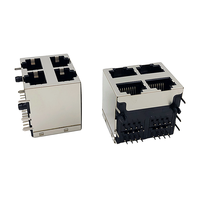 Connecteurs Ethernet RJ45 modulaires empilables Coorle 5921 2x2 ports, femelles, blindés, entrée latérale, soudure DIP, boîtier PBT noir