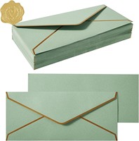 Portefeuille pour cartes cadeaux de mariage, enveloppe DL n°5, style occidental, papier épais de luxe, bordure dorée, impression de logo personnalisée pour anniversaire