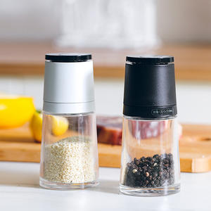 New Arrival Customized Classic 120ml Round Transparent Glass <b>Grinder</b> Bottle with <b>Plastic</b> Mill Premium Personalized Mills - Product Image 2