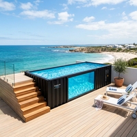 Piscine en conteneur maritime de 20 pieds avec grande fenêtre latérale en acrylique et système de filtration de sable tout-en-un, équipement de traitement de l'eau
