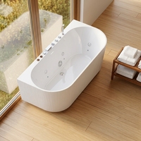Baignoire de massage autoportante écologique en acrylique avec jets d'air, oreiller et accoudoirs pour salle de bain moderne et spa