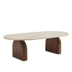 ट्रेवर्टिन संगमरमर तालिका शीर्ष के साथ नया डिजाइन राउंड कॉफी टेबल - Product Image 2