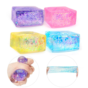 ของเล่นบีบก้อนน้ำแข็งกลิตเตอร์สี่เหลี่ยม ของเล่นบีบคลายเครียด TPR มอลโทส - Product Image 1
