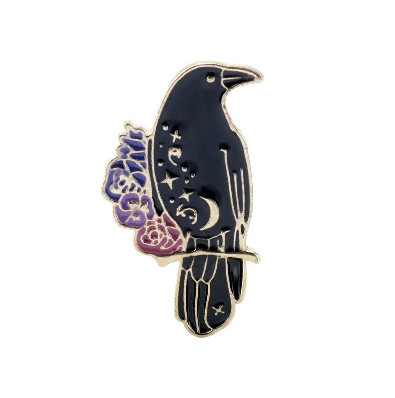 Crow Enamel pin Crow Lapel Bird pin Horror pin Raven Goth Witchcraft brooches for Women