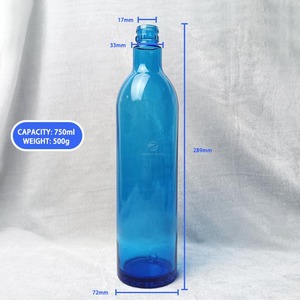 Botellas de Vidrio para Vodka Jingna al por Mayor con Tapas de Corcho, Reciclables, Transparentes, Azules, Redondas, para <span class=keywords><strong>Tequila</strong></span> y Brandy - Product Image 5