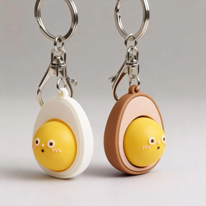 Llavero de simulación con botón de huevo de té, accesorio antiestrés, cara divertida y adorable - Product Image 5