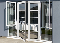 Porte double à battants en aluminium avec cadre en verre, design contemporain, anti-effraction, marque Leadrew, personnalisation en gros