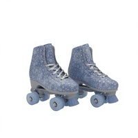 Patins à roulettes ajustables à 4 roues lumineuses en cuir synthétique PVC pour filles et adultes, vente en gros
