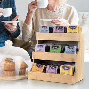 थोक चाय बैग आयोजक बांस चाय बैग धारक चाय भंडारण के लिए लकड़ी का बक्सा लकड़ी के चीनी पैकेट और क्रीमर धारक - Product Image 5