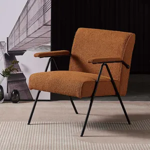 वाबी-सबी जापंडी सस्ते नॉर्डिक आधुनिक बाउकल वेटिंग लाउंज फर्नीचर धातु पैर लिविंग रूम एक्सेंट कुर्सियां
