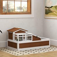 Enclos écologique pour tortues à 3 pièces avec toit ouvrable, échelle et plateau, facile à nettoyer, 2 étages, en bois, pour intérieur/extérieur