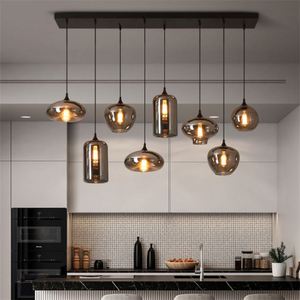 <span class=keywords><strong>Lampadario</strong></span> in Vetro Postmoderno per Ristorante, Creativo Multilampada per Caffè, Tavolo da Pranzo, Bar, <span class=keywords><strong>Lampadario</strong></span> in Vetro <span class=keywords><strong>Grigio</strong></span> Fumé Elettroplaccato - Product Image 1