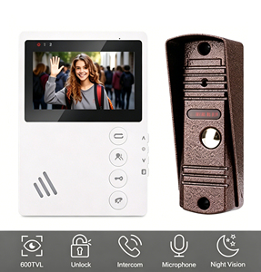 Interphone vidéo 4 fils avec caméra 600TVL 75 °   Système d'interphone avec contrôle de verrouillage électrique et support d'angle de vue - Product Image 1