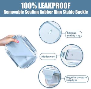 High Borosilicate Glass Lunch Box Household Bento Box <b>Microwave</b> Compartments Preservation <b>Bowl</b> <b>With</b> <b>Lid</b> - Product Image 3