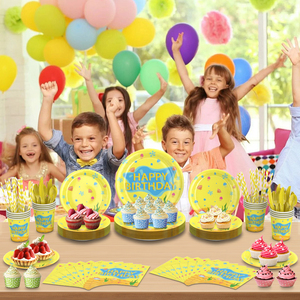 Bộ đồ ăn dùng một lần trang trí tiệc sinh nhật Thế giới dưới nước màu vàng hiện đại - Product Image 2