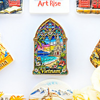 Autocollant magnétique 3D « L'âme poétique d'un Chinois » pour fenêtre de style vietnamien, grille de fenêtre, plage, aimant de réfrigérateur, article de décoration intérieure