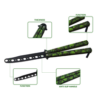 Couteau d'entraînement en acier inoxydable avec lame de 100 mm, noir et vert