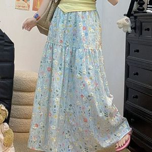 Falda de Algodón 100% de Cintura Alta, Estilo Dulce con Bordado Floral de Industria Pesada, Estilo Francés, para Mujer, Verano - Product Image 1