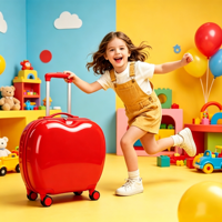 Valise à roulettes pour enfants en ABS, motif dessin animé mignon, design pomme, cadeau de Noël, fournie directement par l'usine