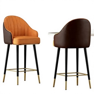 Tabouret de bar de luxe léger avec dossier, structure métallique, usage commercial, pivotant, style américain, tabouret haut pour caissier - Product Image 2