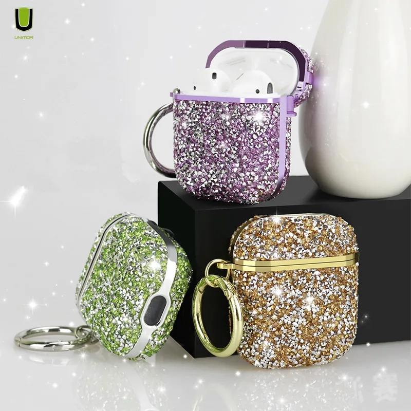 Für Airpods 1 2 3 Pro Case Luxuriöse Bing Bling Kopfhörer abdeckung Schlüssel bund Diamond Luxury Strass Airpod Case