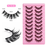 Lot de 10 paires de faux cils russes bouclés en fibre synthétique pour l'Europe et l'Amérique, cils naturels et enchanteurs.