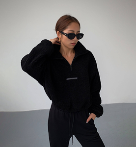 Pullover femminile ricamato da <span class=keywords><strong>donna</strong></span> giacca in pile Sherpa 2023 <span class=keywords><strong>felpa</strong></span> invernale <span class=keywords><strong>felpa</strong></span> con cerniera morbida e morbida - Product Image 2