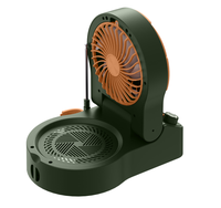 Ventilateur de bureau carré rechargeable, puissant, réglable, portable, pour le camping, avec radio