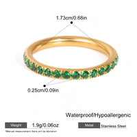 Bague tendance en acier inoxydable plaqué or 18 carats PVD, cercle complet, zircon coloré, étanche, hypoallergénique, bijoux de fête pour femmes