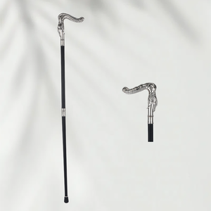 Canne de marche avec poignée tête de serpent argentée, bâton décoratif gothique détachable, accessoire de cosplay d'Halloween, aide à la mobilité - Product Image 1