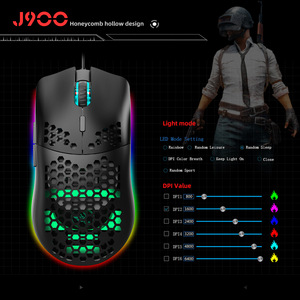 Ratón óptico luminoso con cable J900 RGB, 6 teclas Macro, capacidad retroiluminada USB, luz de giro, ratón óptico, 6 programación Macro para juegos - Product Image 2