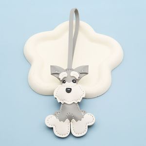 Schnauzer Pendant for Dog Lovers 3D <b>Cute</b> Animal Keychain with Unique Design PU Leather Bag Charm - Product Image 4