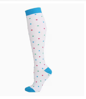 Chaussettes de compression colorées à pois, hautes jusqu'aux genoux, respirantes, pour le sport, la course, les voyages et le quotidien