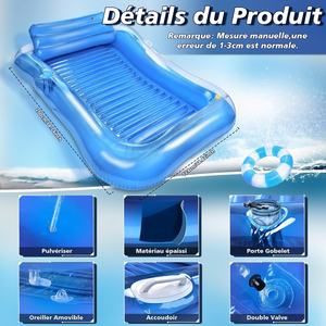 Charmofun Matelas de <span class=keywords><strong>piscine</strong></span> <span class=keywords><strong>gonflable</strong></span> pour adultes, hamac flottant, <span class=keywords><strong>chaise</strong></span> de <span class=keywords><strong>piscine</strong></span>, coussins de bronzage, 200x124cm, <span class=keywords><strong>piscine</strong></span>, fêtes sur la plage - Product Image 6