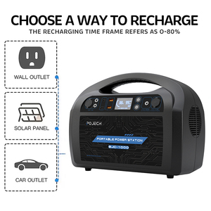 Station d'alimentation portable haute capacité BJC 1000W, batterie au lithium solaire avec contrôleur MPPT, prise EU/US, utilisation automobile - Product Image 4