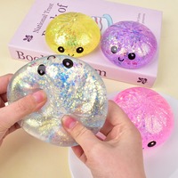 Pain vapeur Baozi Squishy Ling à visage souriant coloré, en sucre de malt, extensible, à rebond lent, avec paillettes, jouet alimentaire, boîte mystère