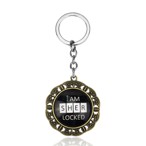 Nuevo Diseño, Llavero Redondo Negro con la Frase 'I AM SHER LOCKED' del Programa de TV 'Sherlock <span class=keywords><strong>Holmes</strong></span>', para Fans - Product Image 1