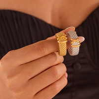 NIMAI Set Perhiasan Cincin Fashion Romantis Lapis Emas 18K untuk Wanita, Bahan Baja Tahan Karat 316L Anti Air & Anti Kusam