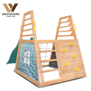Satu Set perosotan panjat kayu kecil, furnitur furnitur rumah bermain anak luar ruangan rumah kayu multifungsi untuk anak-anak - Product Image 5