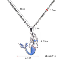 Kalung Mood Mermaid, Kalung Liontin Kristal Berubah Warna Sensitif Panas, Perhiasan Paduan Berlapis Kristal, Hadiah untuk Anak Perempuan Remaja